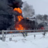 Russian oil depot on fire after Ukrainian drone strike