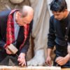 Prince Edward tries his hand at wood carving in Bhaktapur