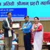 Senior cardiologist Dr Om Murti Anil, senior artiste Haribansa Acharya feted
