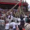 Ritualistic Indradhwoj erected at Basantapur Durbar Square