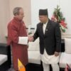 Foreign Ministers of India, Bhutan and Bangladesh call on Minister Khanal