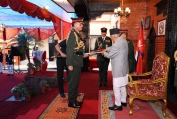 राष्ट्रपतिद्वारा भारतीय स्थल सेनाध्यक्ष सेठलाई नेपाली सेनाको मानार्थ महारथीको दर्जा प्रदान